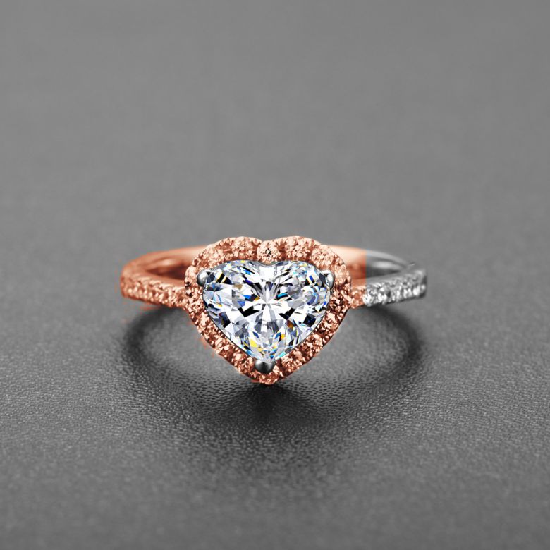 Anello di Fidanzamento Amore di Diamante - Oro Rosa & Diamante Taglio Cuore | Gemperles - 5