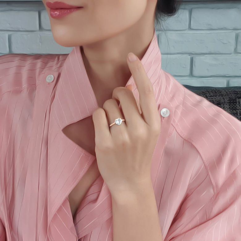 Anello di Fidanzamento Amore di Diamante - Oro Rosa & Diamante Taglio Cuore | Gemperles - 4