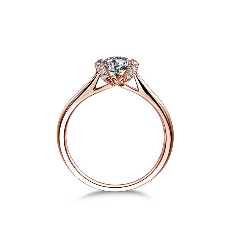 Diamanti incastonati - Oro rosa 18 carati - Anello solitario - 5