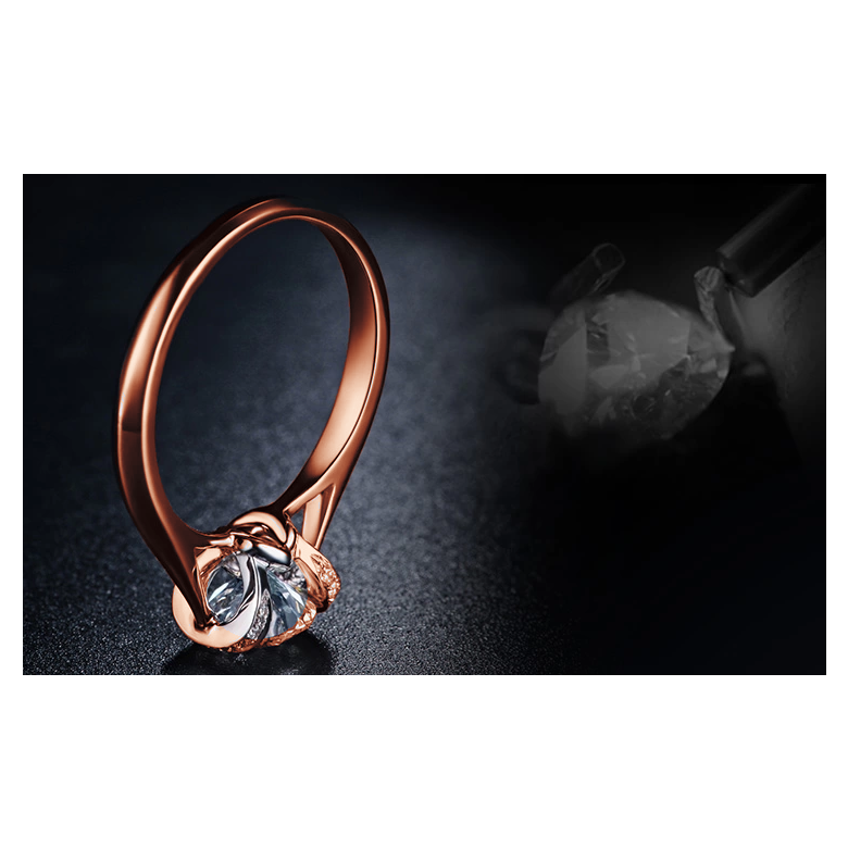 Diamanti incastonati - Oro rosa 18 carati - Anello solitario - 7