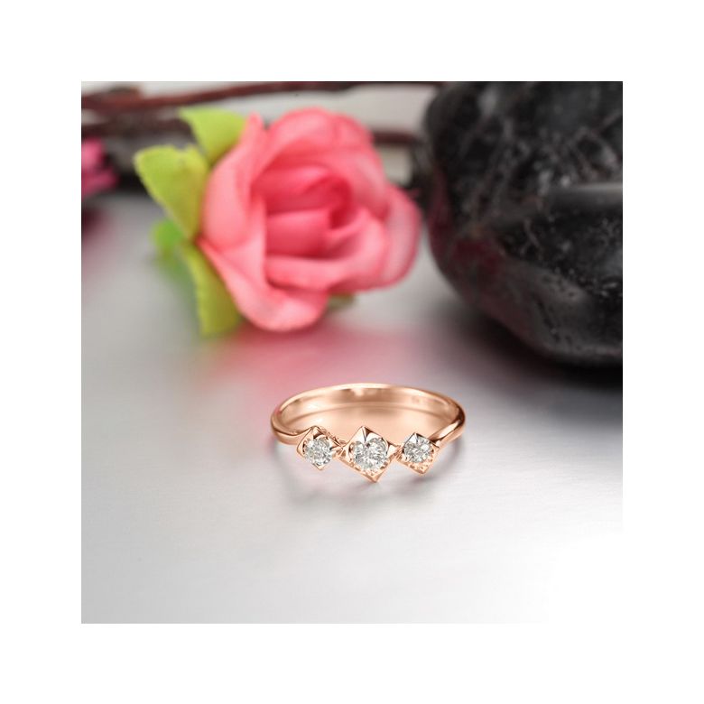 Anello di fidanzamento trilogia in oro rosa - 3 diamanti 0.20ct - 3