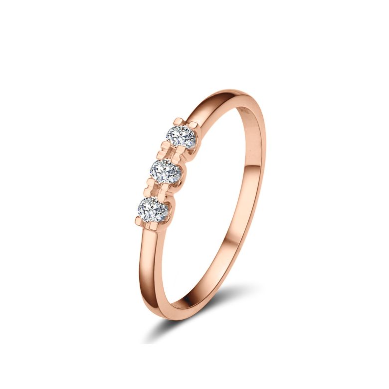 Anello trilogia incastonata griffes de 0.12 carat - Oro rosa 750/1000 - 1