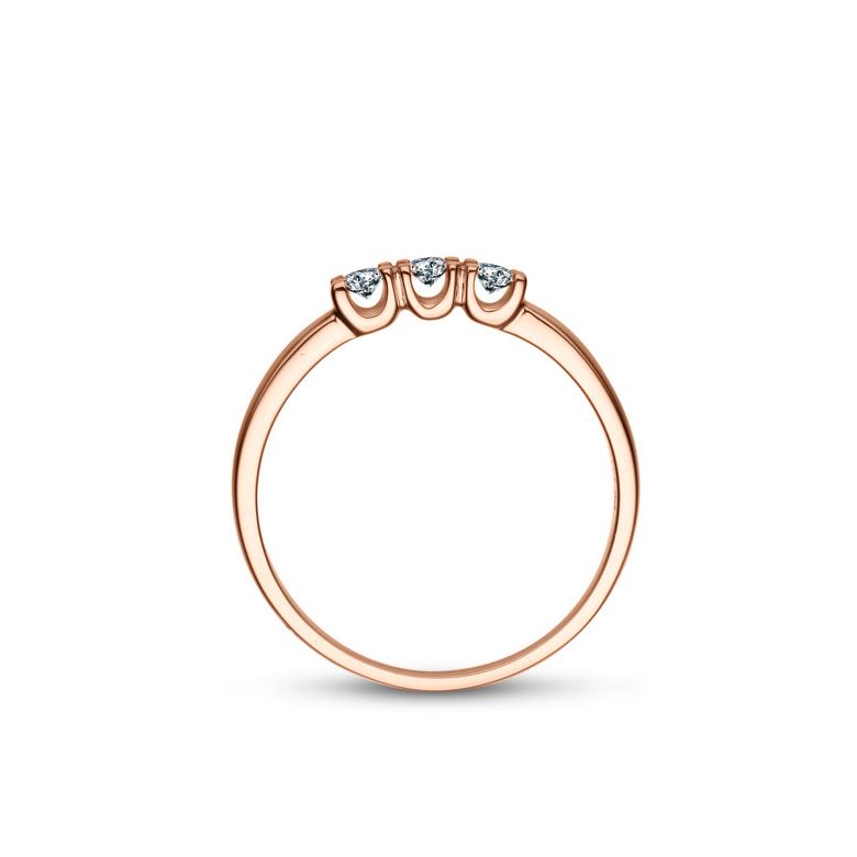Anello trilogia incastonata griffes de 0.12 carat - Oro rosa 750/1000 - 3