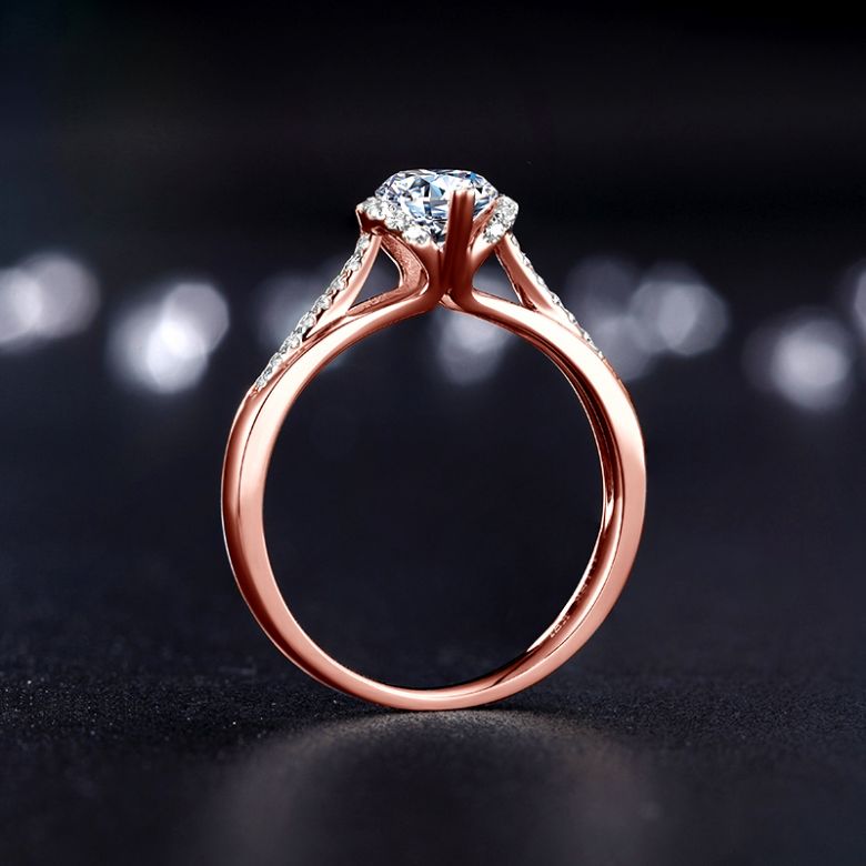 Anello di Fidanzamento Solitario Amelia - Oro Rosa 18kt & Diamanti | Gemperles - 6