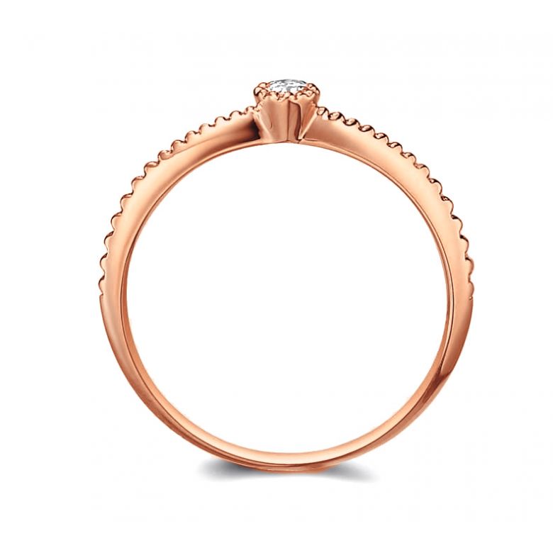 Anello di Fidanzamento Cristaline - Oro Rosa & Diamante Solitario - 8