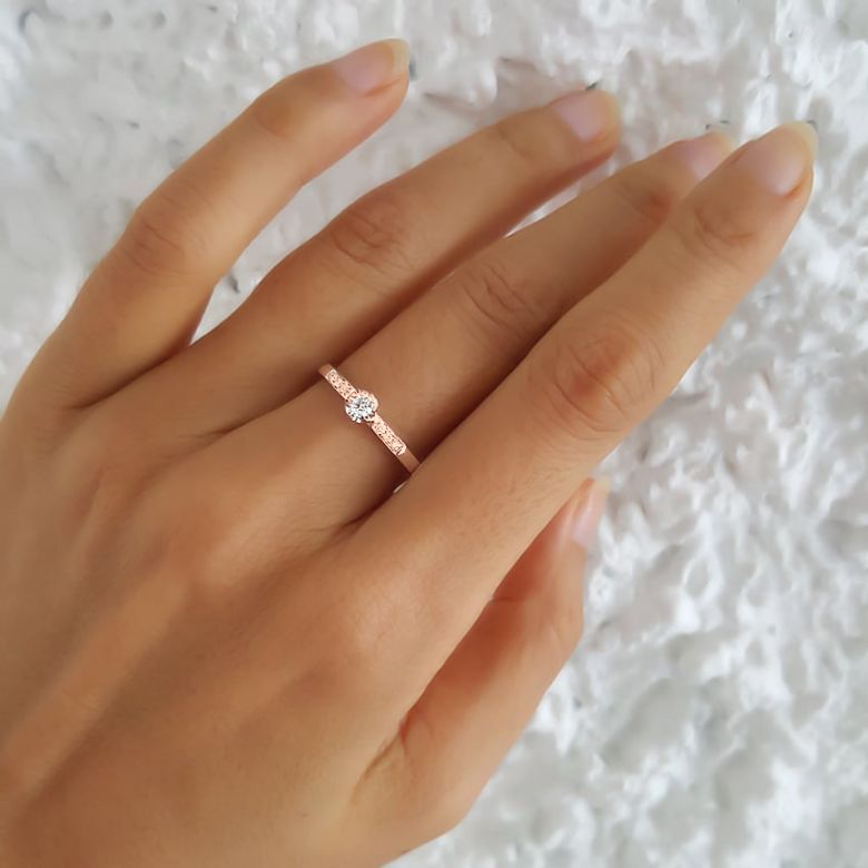 Anello Solitario Composto Portami - Oro Rosa & Diamanti | Gemperles - 4