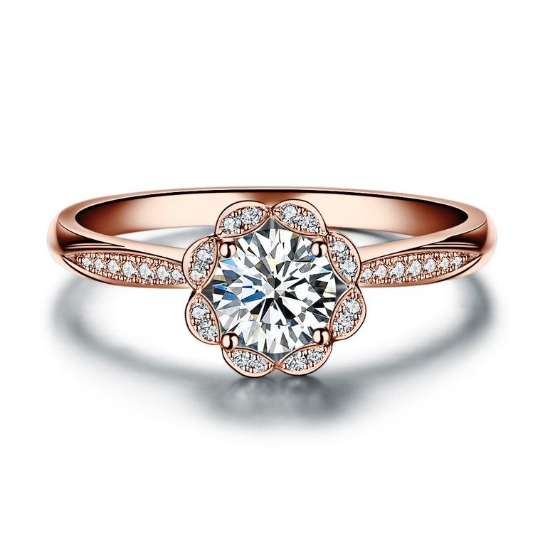 Anello solitario con diamante in oro rosa - Jasmin étoilé - 2