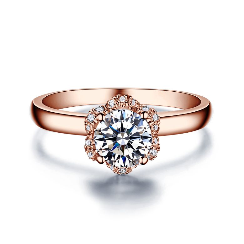 Anello di Fidanzamento Seducente Ranuncolo - Diamante Solitario Composto & Oro Rosa | Gemperles - 2