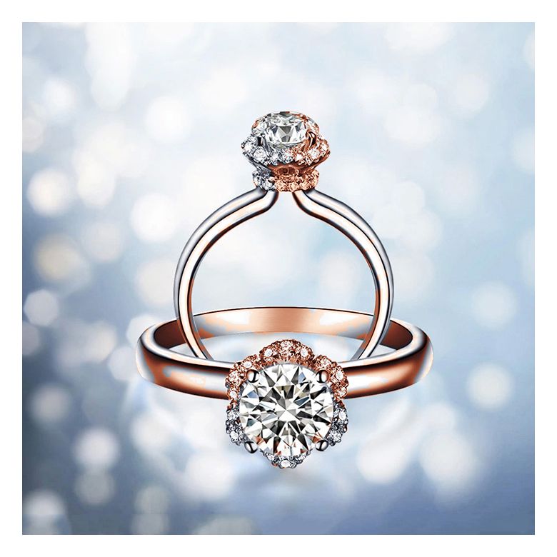 Anello di Fidanzamento Seducente Ranuncolo - Diamante Solitario Composto & Oro Rosa | Gemperles - 4