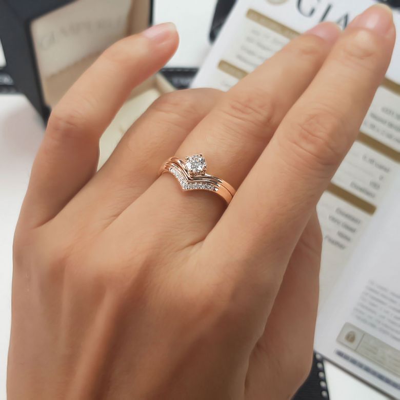 Anello di Fidanzamento Wonder Woman - Diamante Solitario Composto & Oro Rosa | Gemperles - 9