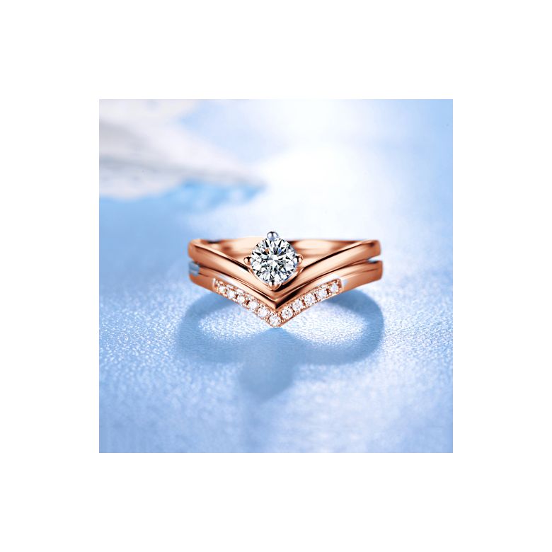 Anello di Fidanzamento Wonder Woman - Diamante Solitario Composto & Oro Rosa | Gemperles - 8