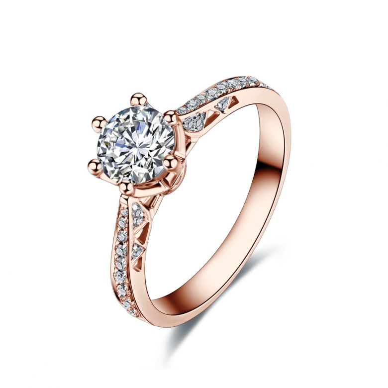 Anello di Fidanzamento Koh-I-Noor - Diamante Solitario su Oro Rosa 18kt | Gemperles - 1