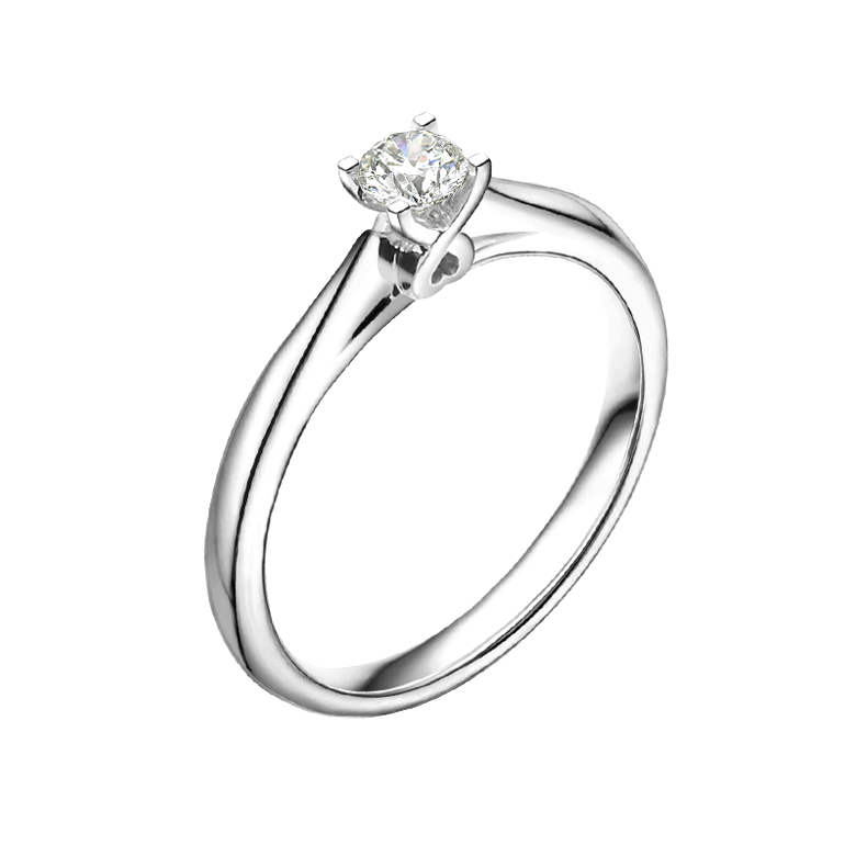 Anello di Fidanzamento Donna Richelieu - Oro Bianco & Diamante Solitario | Gemperles - 1