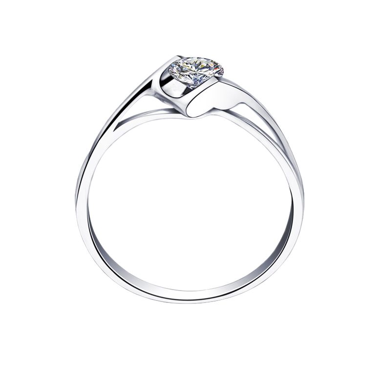 Anello di Fidanzamento A Jeanne - Oro Bianco e Diamante Solitario - 1