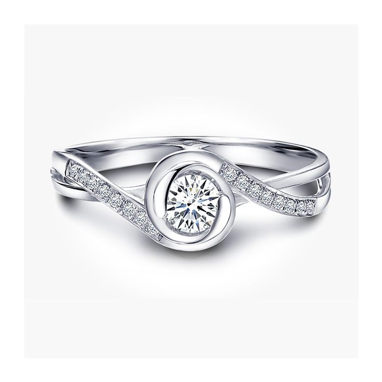 Anello Solitario Composto A Julie - Oro Bianco & Diamante | Gemperles - 3