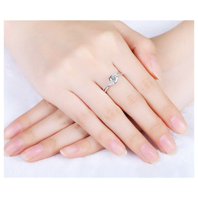 Anello Solitario Composto A Julie - Oro Bianco & Diamante | Gemperles - 5