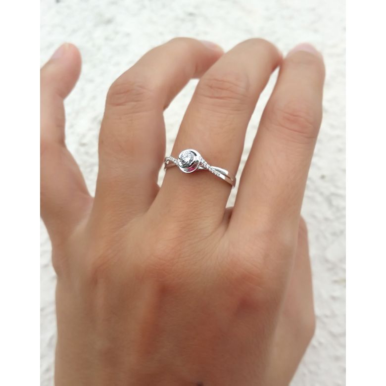 Anello Solitario Composto A Julie - Oro Bianco & Diamante | Gemperles - 4