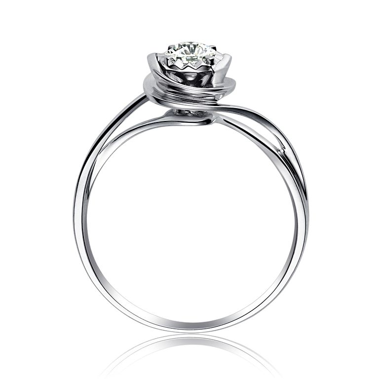 Anello di Fidanzamento Stregato - Oro Bianco & Diamante - 10