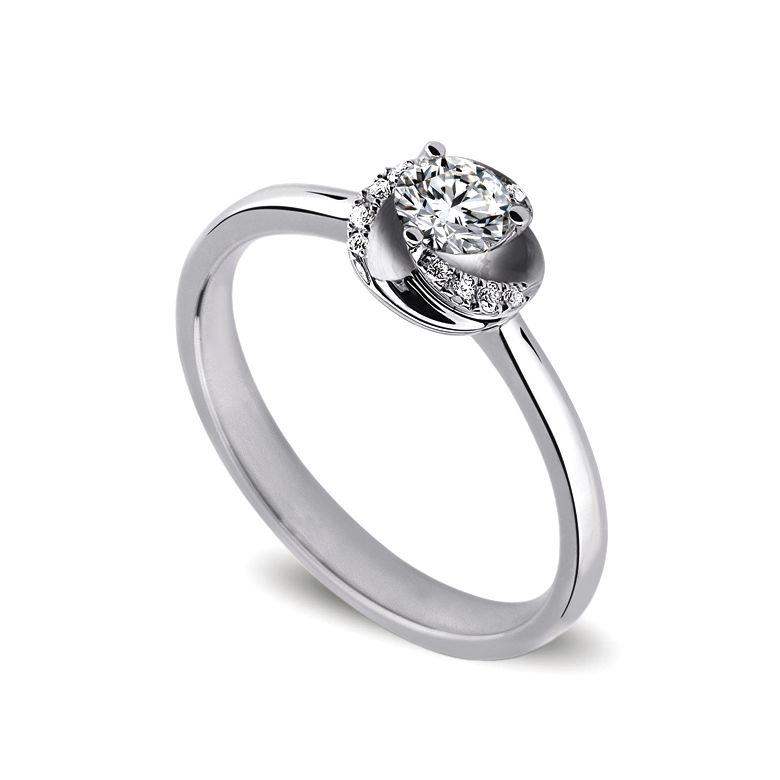 Anello di Fidanzamento Composto Le Tourbillonnant - Oro Bianco e Diamanti | Gemperles - 1