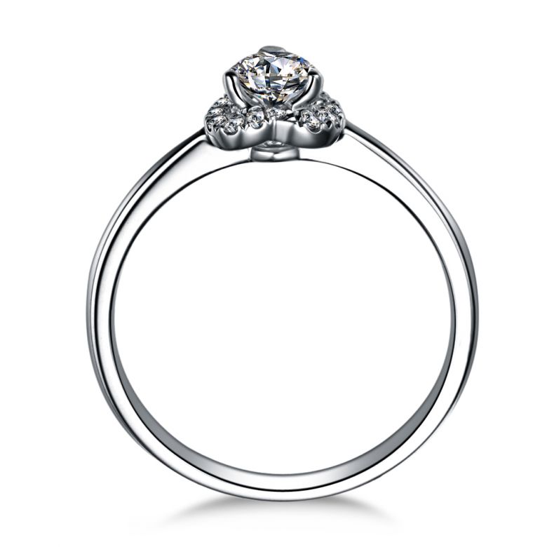 Anello di Fidanzamento Cuore di Diamante - Solitario Oro Bianco 18kt e Diamante | Gemperles - 4