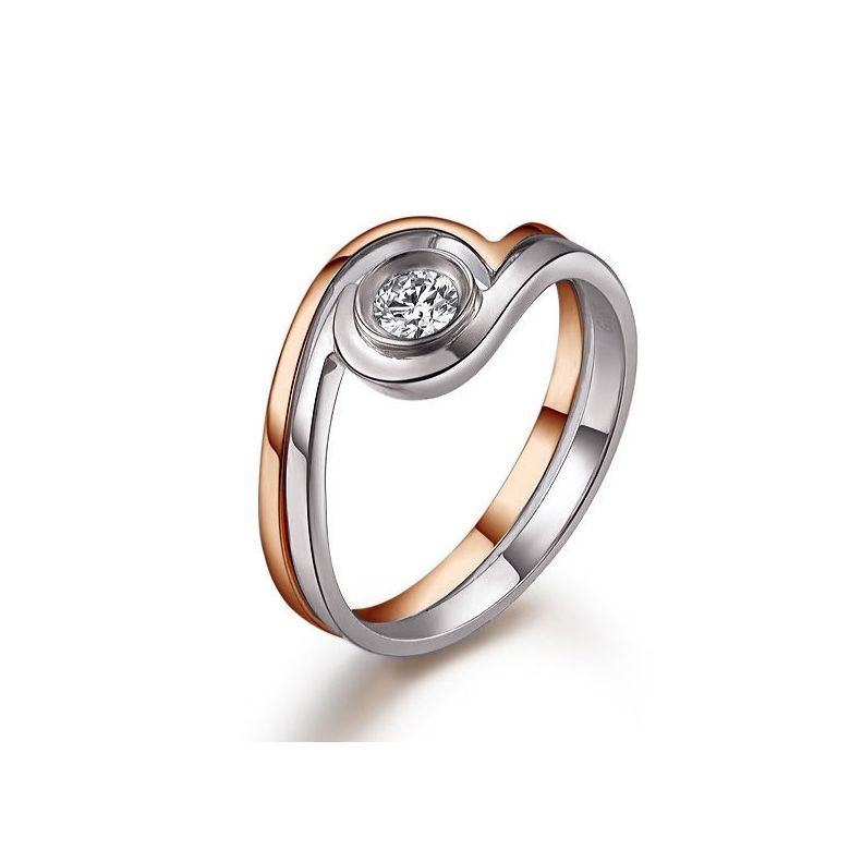 Anello di Fidanzamento Vicenza - Doppio Anello in Oro 18ct & Diamante Solitario | Gemperles - 11