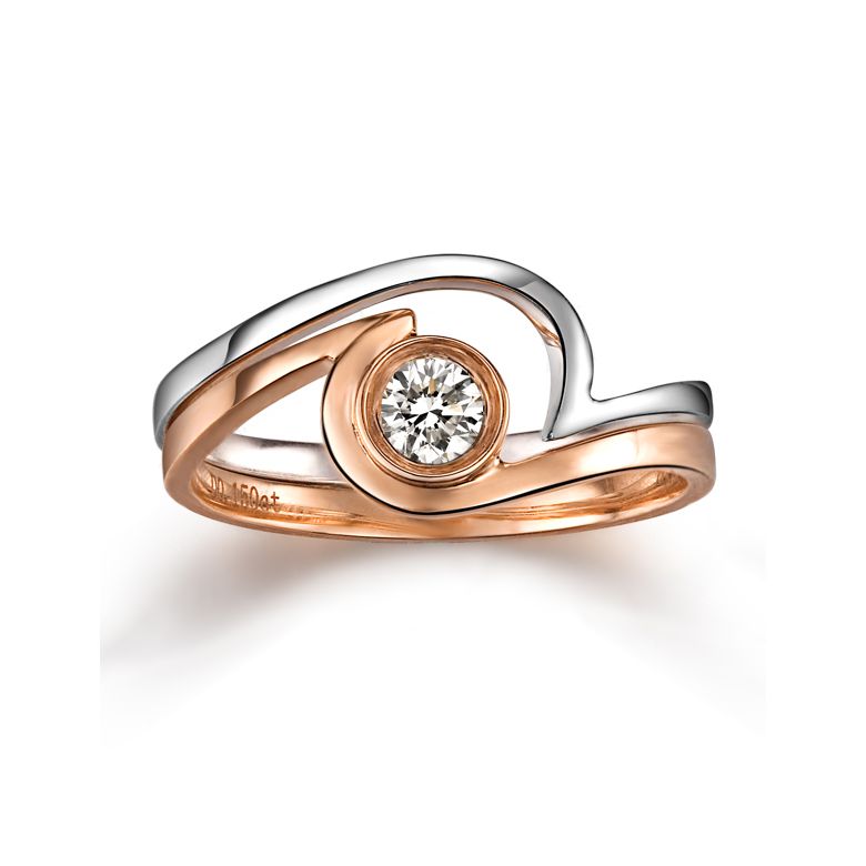 Anello di Fidanzamento Vicenza - Doppio Anello in Oro 18ct & Diamante Solitario | Gemperles - 3