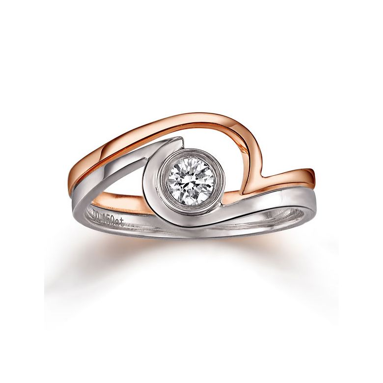 Anello di Fidanzamento Vicenza - Doppio Anello in Oro 18ct & Diamante Solitario | Gemperles - 9