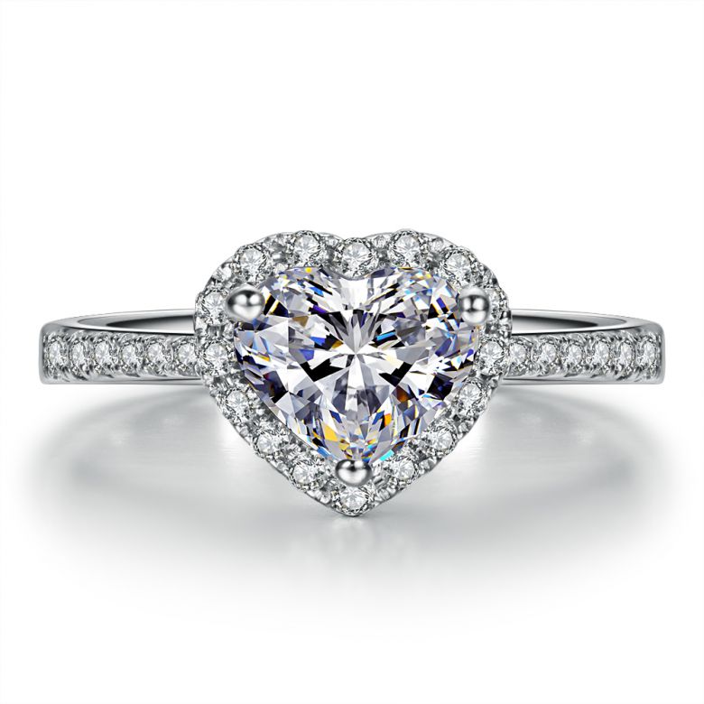 Anello di Fidanzamento Amore di Diamante - Oro Bianco & Diamante Taglio Cuore | Gemperles - 1