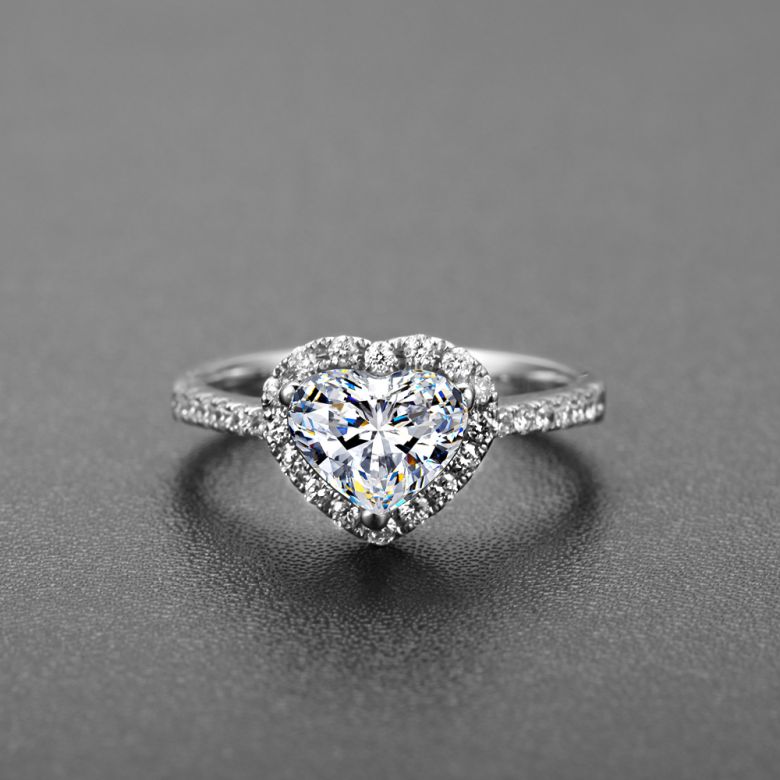 Anello di Fidanzamento Amore di Diamante - Oro Bianco & Diamante Taglio Cuore | Gemperles - 5