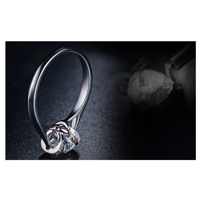Diamanti incastonati - Oro bianco 18 carati - Anello solitario - 7