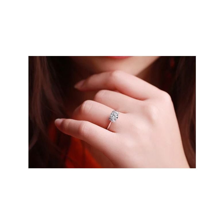 Diamanti incastonati - Oro bianco 18 carati - Anello solitario - 2