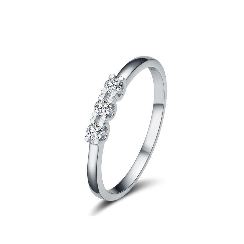 Anello trilogia incastonata griffes de 0.12 carat - Oro bianco 750/1000 - 1