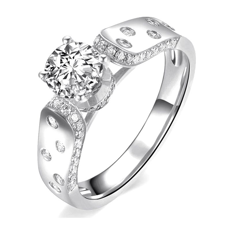 Anello Solitario di Fidanzamento Oro bianco. Diamanti 0.80ct - 1