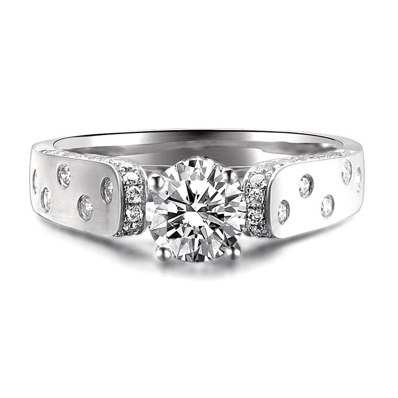 Anello Solitario di Fidanzamento Oro bianco. Diamanti 0.80ct - 6