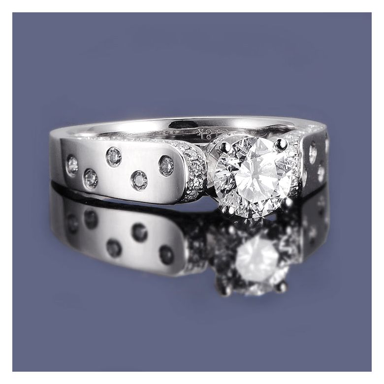 Anello Solitario di Fidanzamento Oro bianco. Diamanti 0.80ct - 3