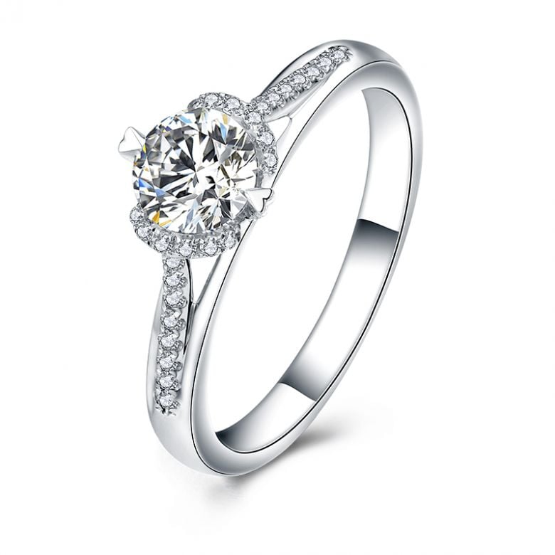 Anello di Fidanzamento Solitario Amelia - Oro Bianco 18kt & Diamanti | Gemperles - 1