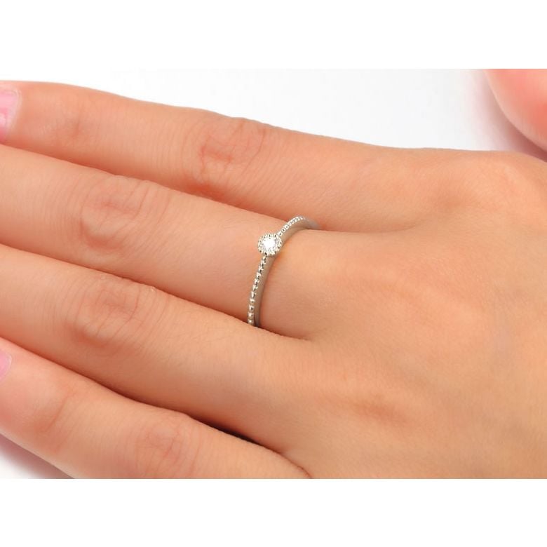 Anello di Fidanzamento Cristaline - Oro Bianco & Diamante Solitario - 3
