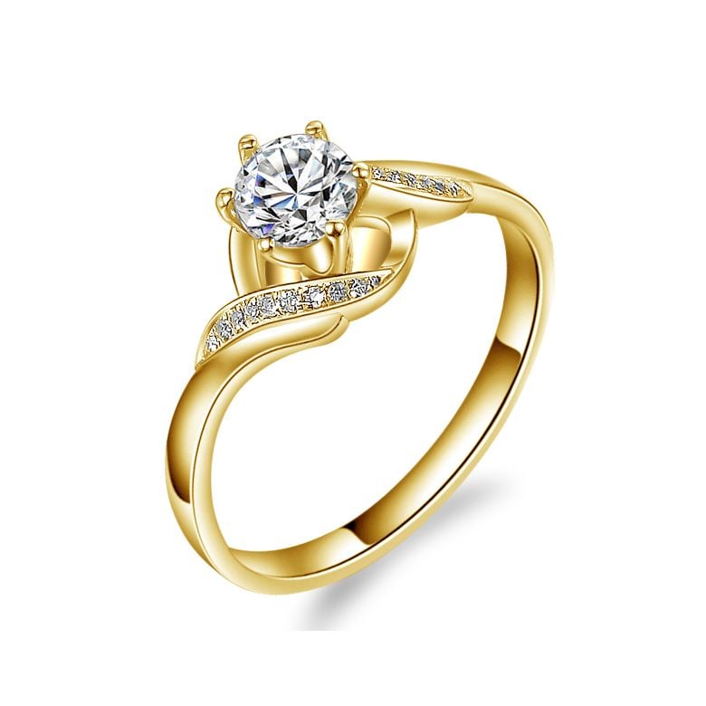 Anello Solitario di Fidanzamento Laccio - Oro Giallo & Diamanti | Gemperles - 1