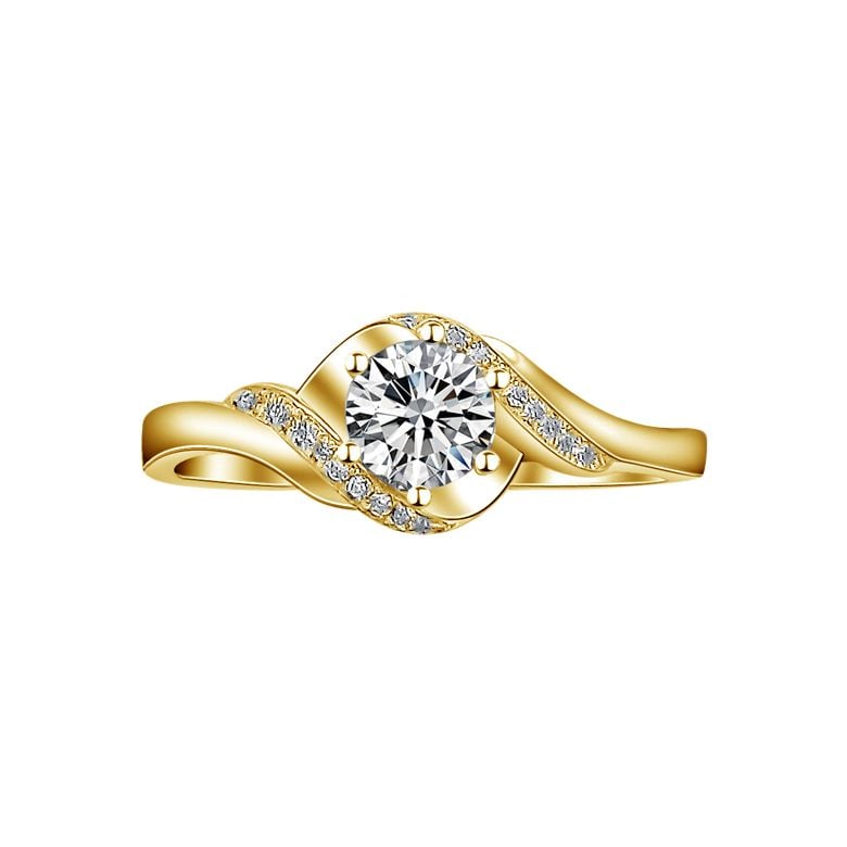 Anello Solitario di Fidanzamento Laccio - Oro Giallo & Diamanti | Gemperles - 4