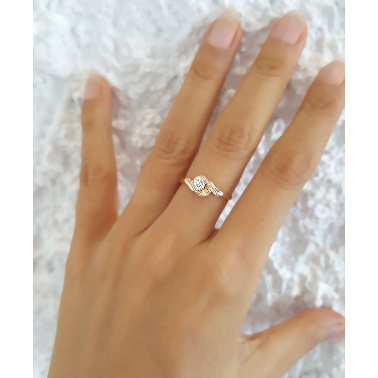 Anello Solitario di Fidanzamento Laccio - Oro Giallo & Diamanti | Gemperles - 5