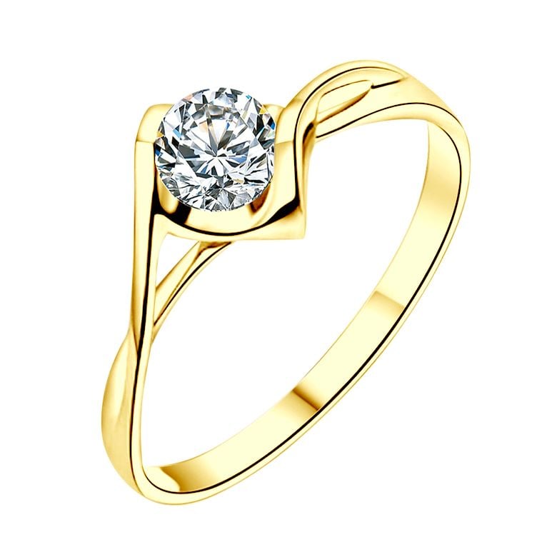 Anello di Fidanzamento A Jeanne - Oro Giallo e Diamante Solitario - 2