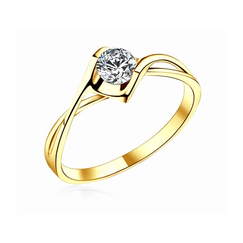 Anello di Fidanzamento A Jeanne - Oro Giallo e Diamante Solitario - 4