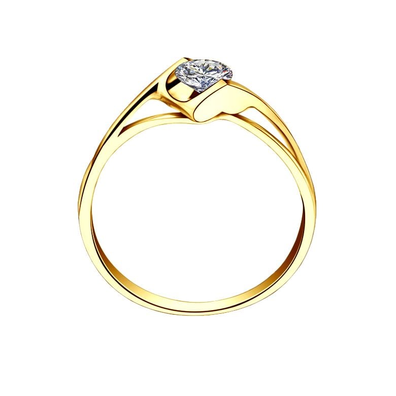 Anello di Fidanzamento A Jeanne - Oro Giallo e Diamante Solitario - 1