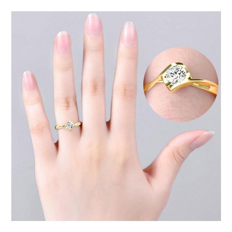 Anello di Fidanzamento A Jeanne - Oro Giallo e Diamante Solitario - 3