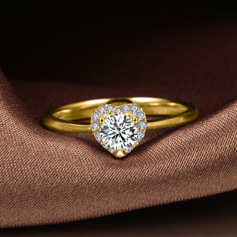 Anello di Fidanzamento Cuore di Diamante - Solitario Oro Giallo 18kt e Diamante | Gemperles - 5