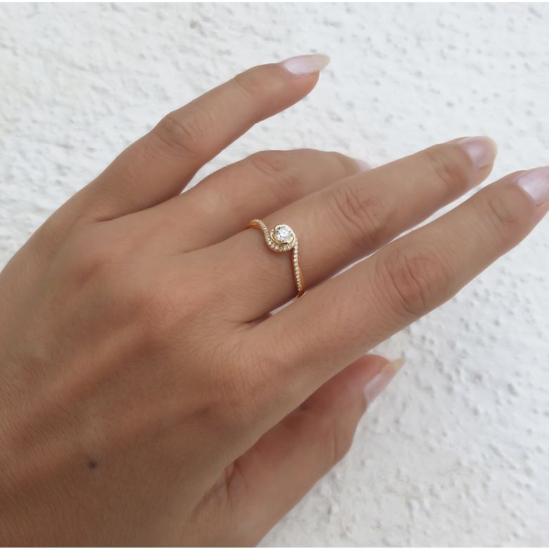 Anello Solitario Composto Ti Appartengo - Oro Giallo & Diamanti | Gemperles - 5