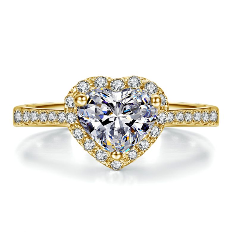 Anello di Fidanzamento Amore di Diamante - Oro Giallo & Diamante Taglio Cuore | Gemperles - 1