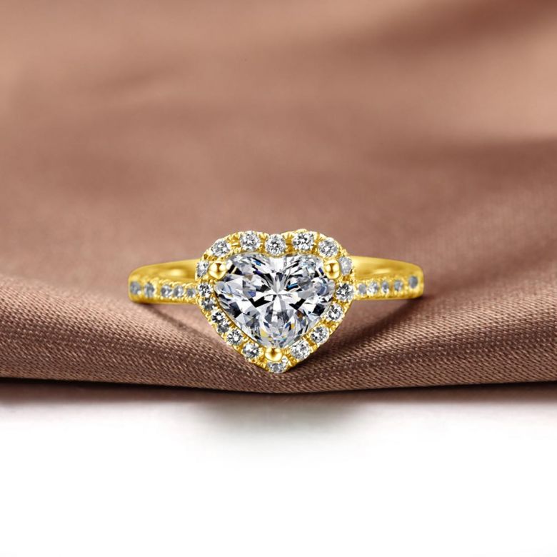 Anello di Fidanzamento Amore di Diamante - Oro Giallo & Diamante Taglio Cuore | Gemperles - 2