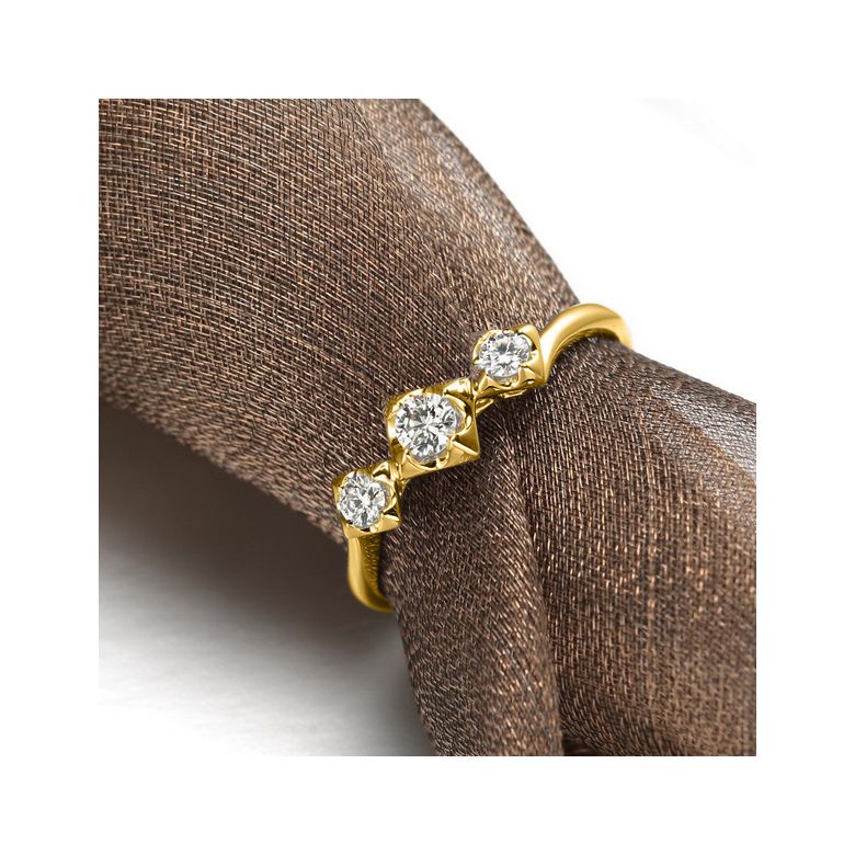 Anello di fidanzamento trilogia in oro giallo - 3 diamanti 0.20ct - 5