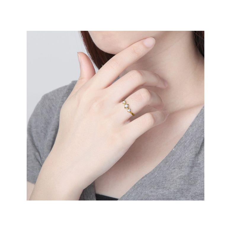 Anello di fidanzamento trilogia in oro giallo - 3 diamanti 0.20ct - 2